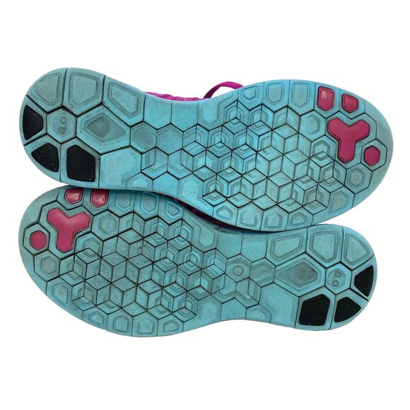 Nike Free 4.0 Flyknit - Women's Sz 7 - Fuchsia Flash Clearwater Shoes 631050-501 - Picture 9 of 12